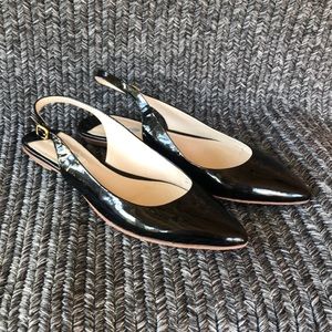 Boden black leather sling back sandal